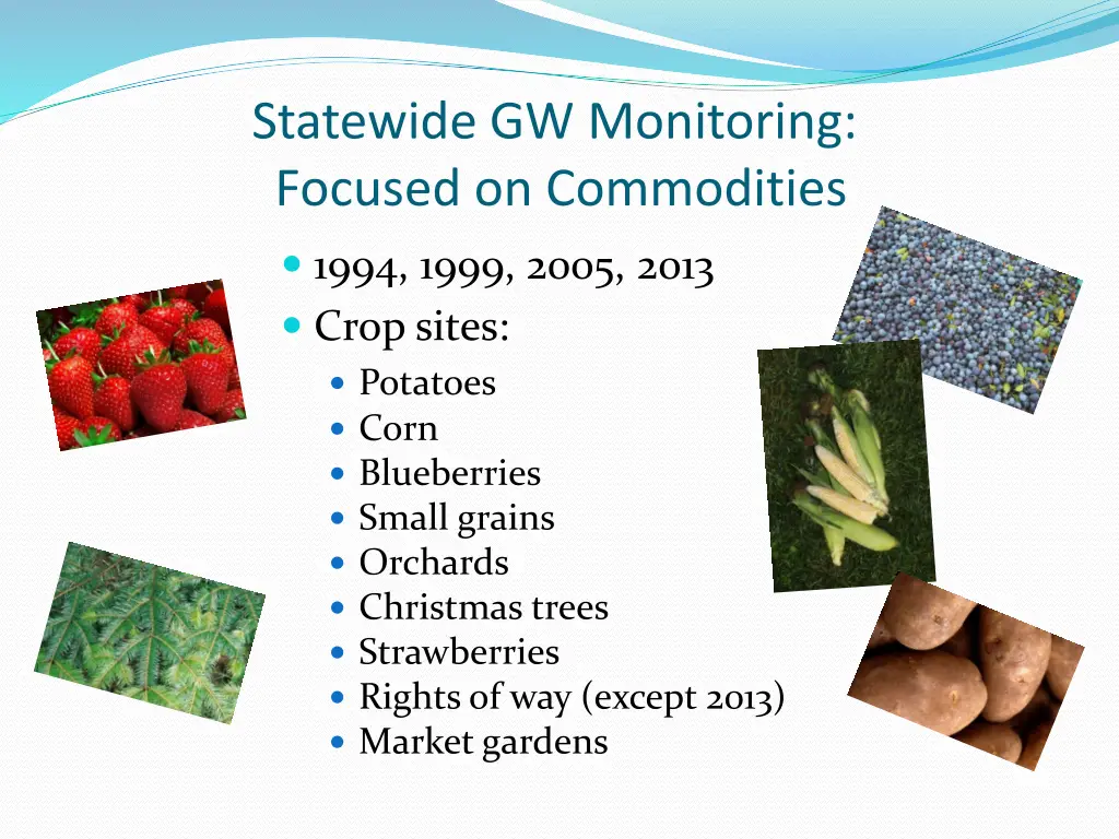 statewide gw monitoring focused on commodities