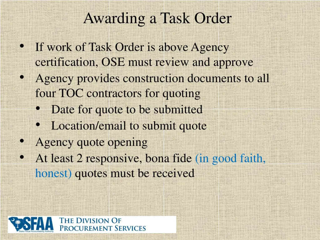 awarding a task order