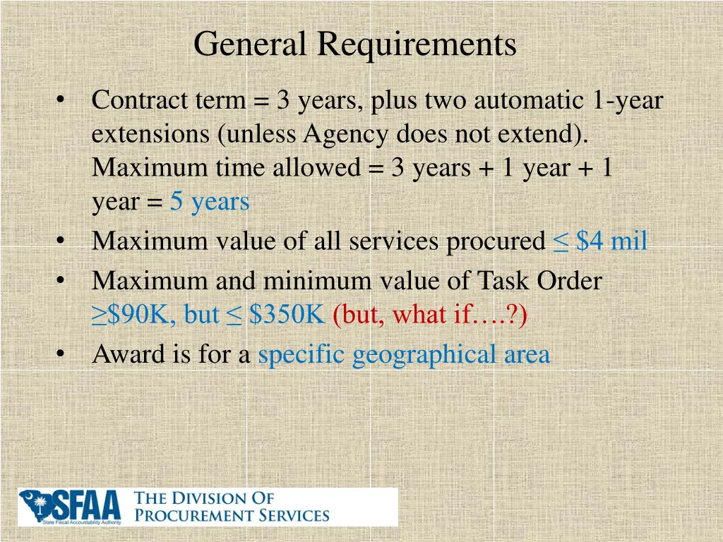 general requirements