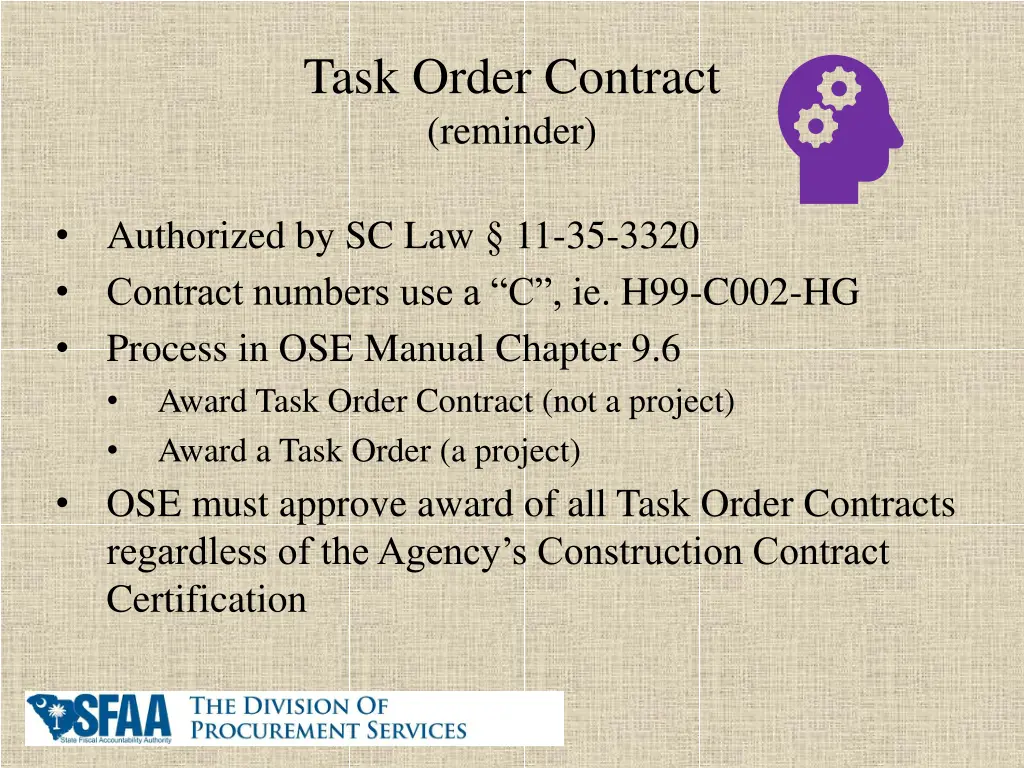 task order contract reminder