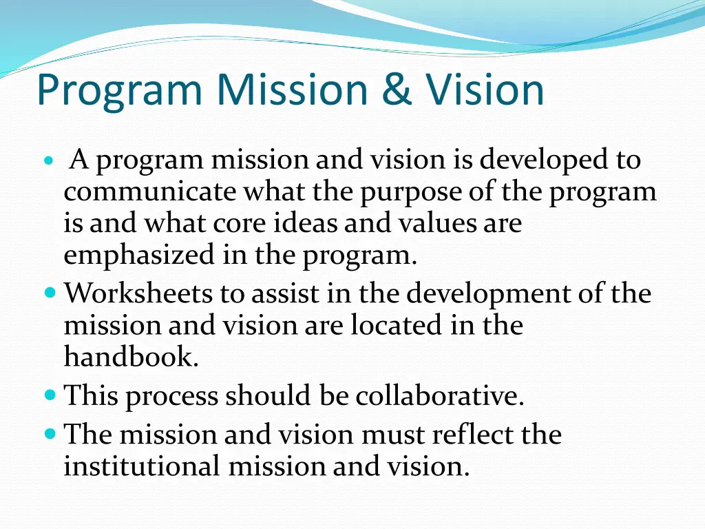 program mission vision