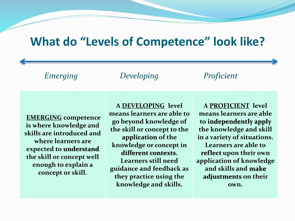 what do levels of competence look like