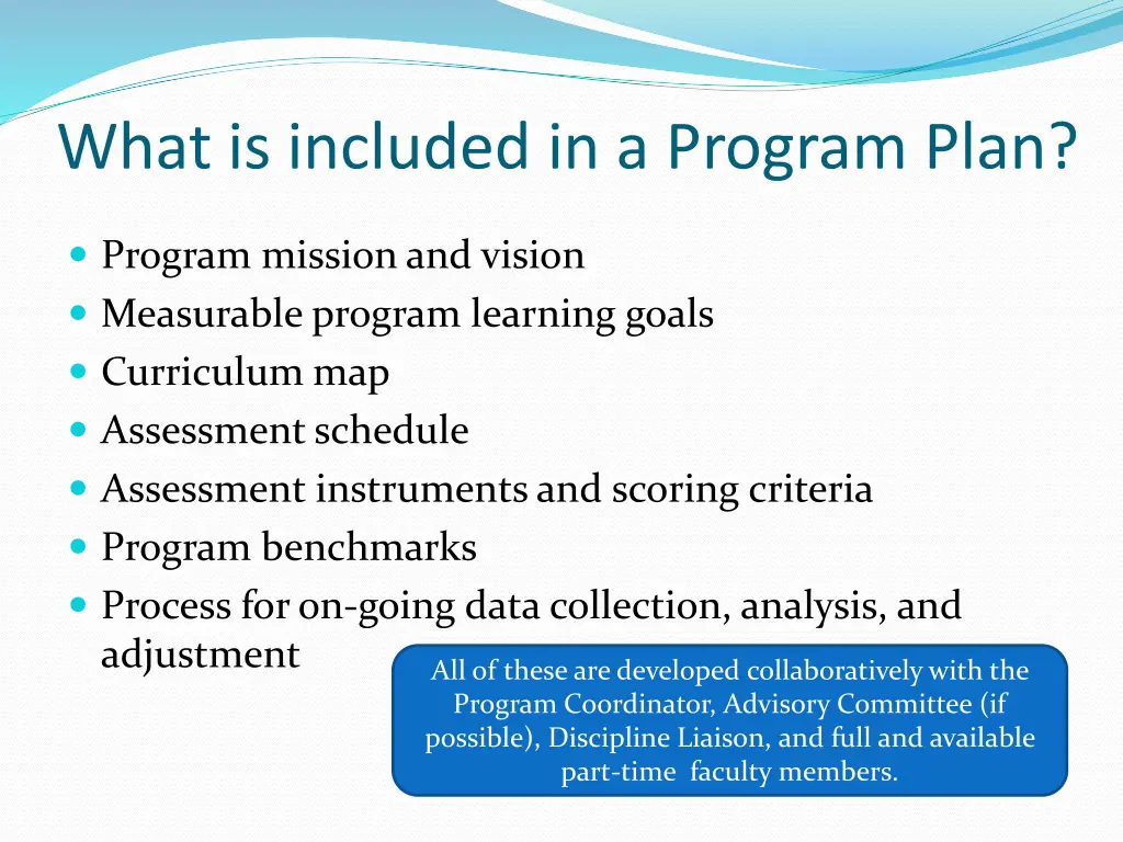 what is included in a program plan