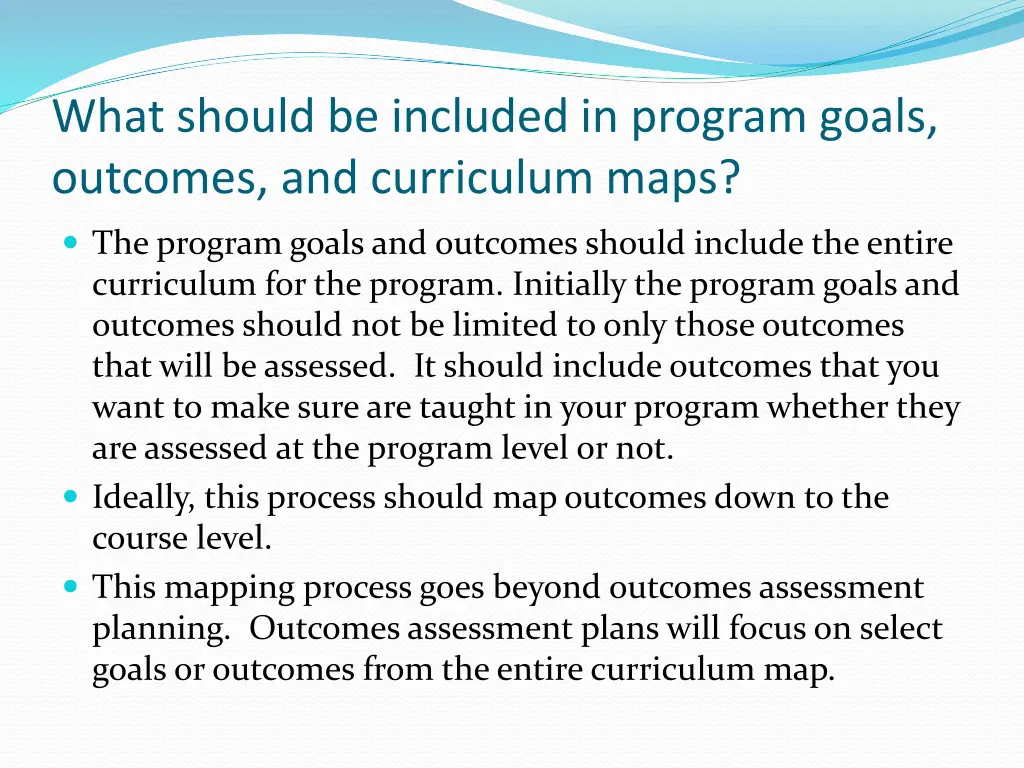 what should be included in program goals outcomes