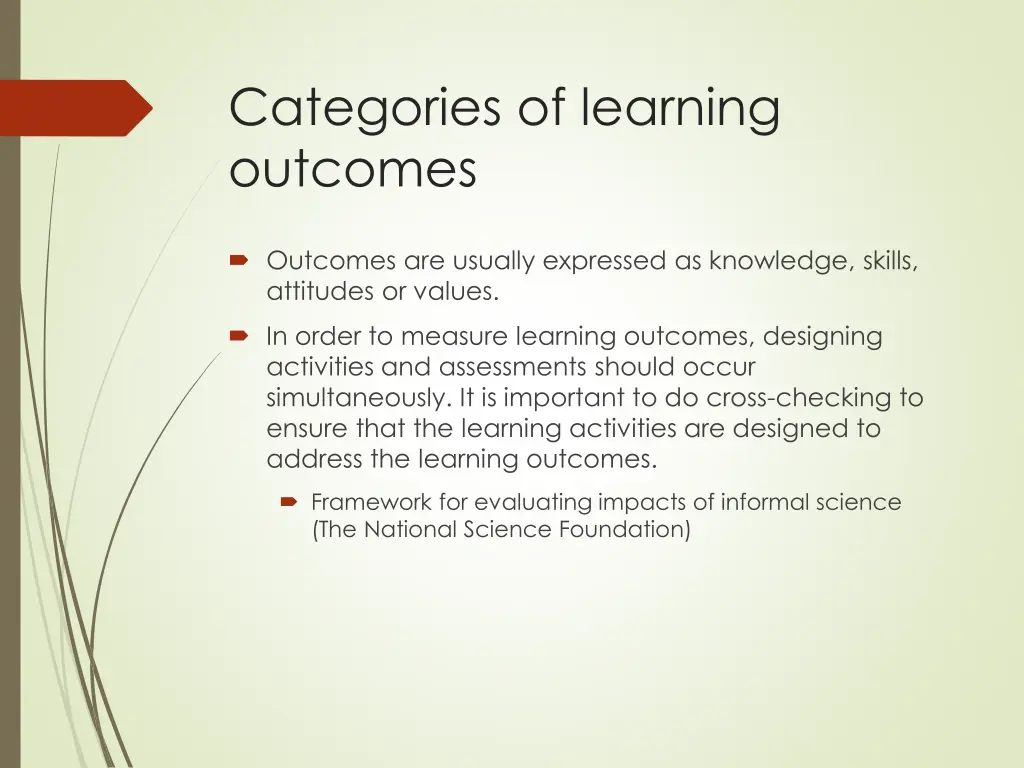 categories of learning outcomes