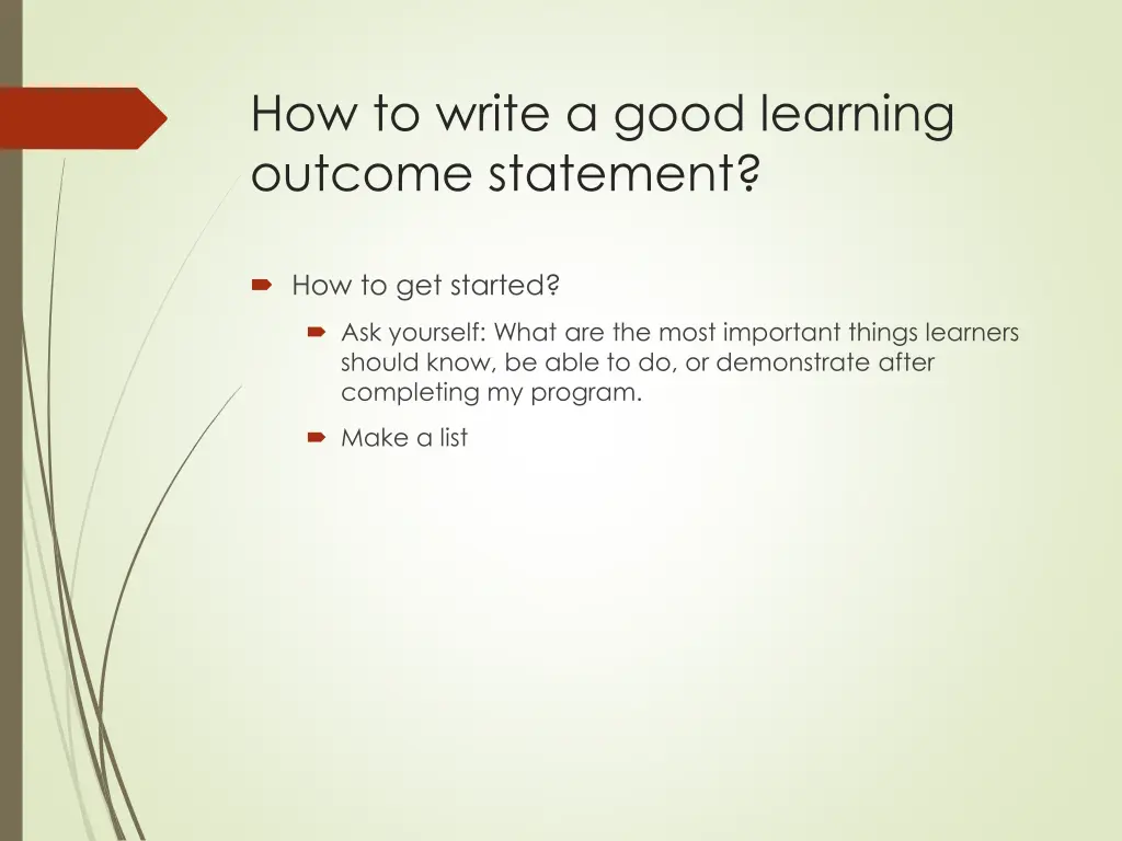 how to write a good learning outcome statement