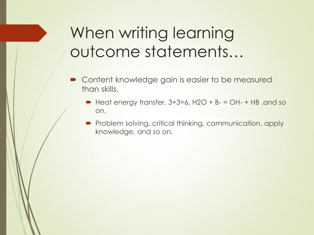 when writing learning outcome statements 2