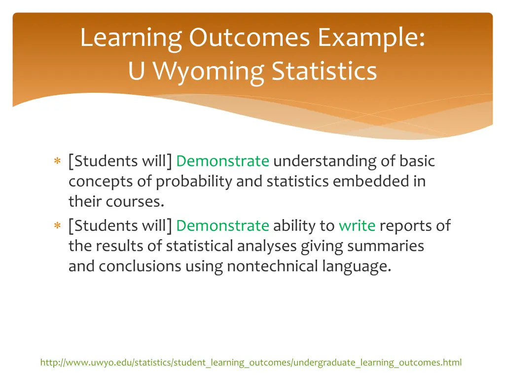 learning outcomes example u wyoming statistics