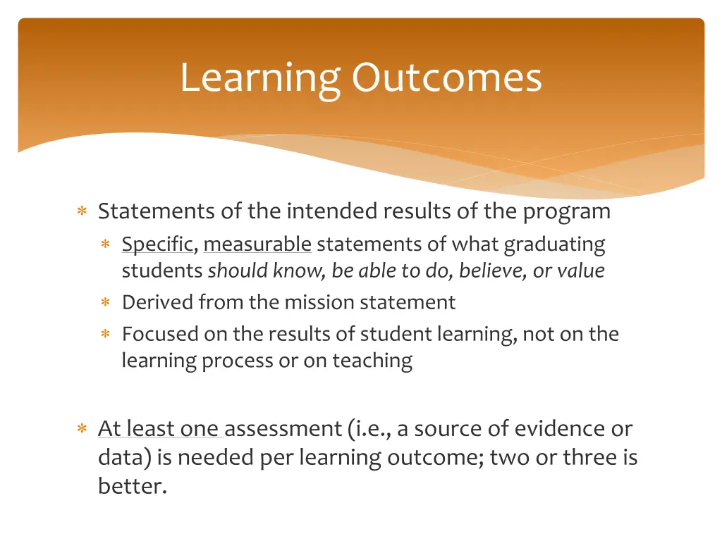 learning outcomes