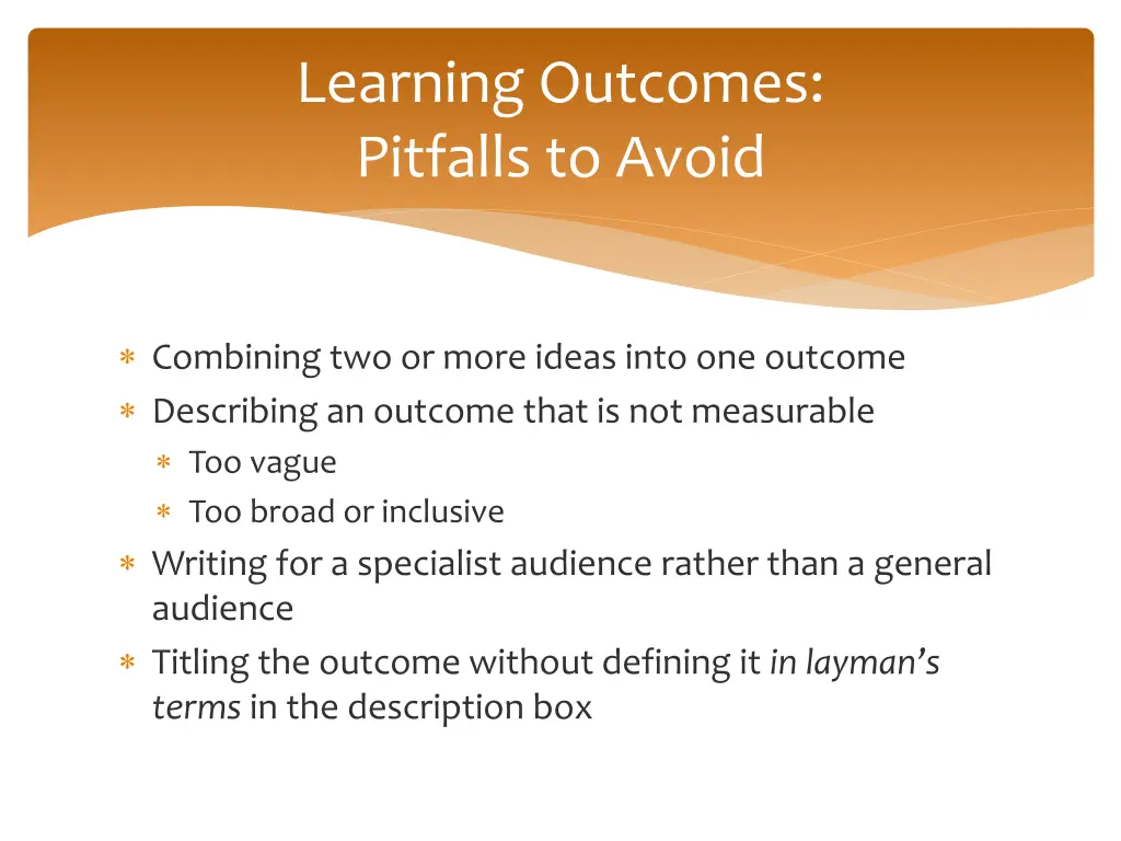 learning outcomes pitfalls to avoid