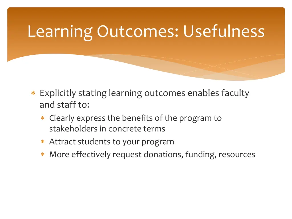 learning outcomes usefulness