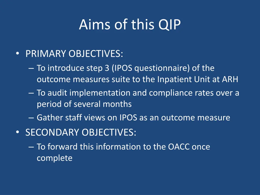 aims of this qip