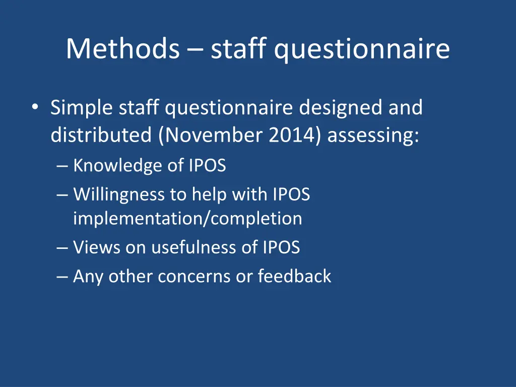 methods staff questionnaire