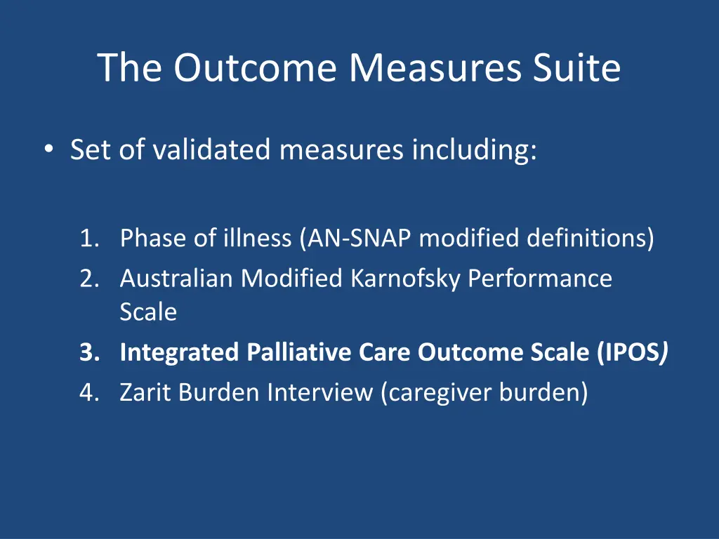 the outcome measures suite