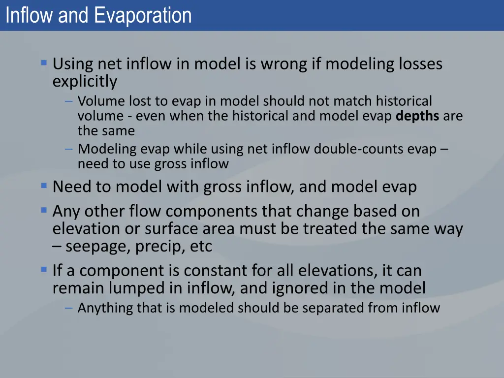 inflow and evaporation 2