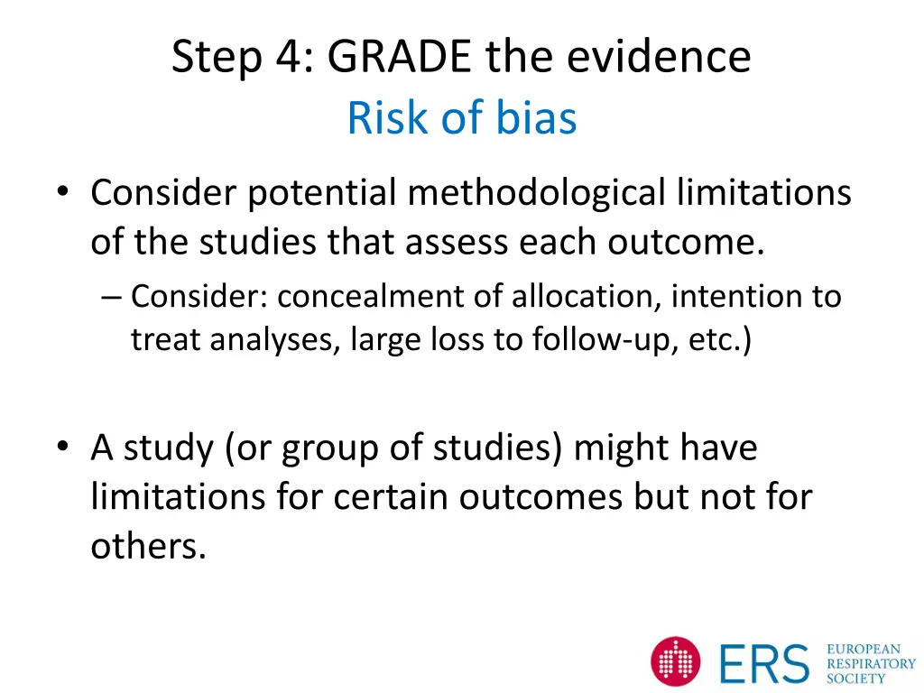 step 4 grade the evidence risk of bias