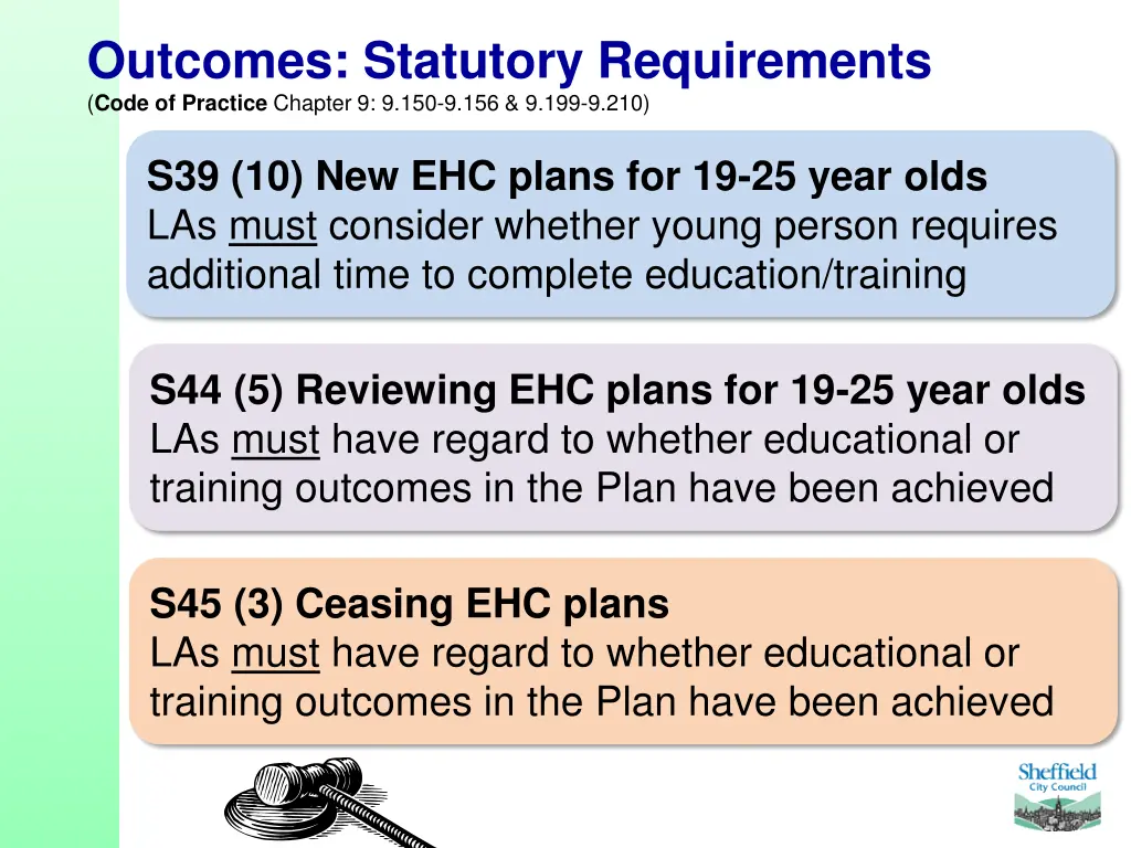 outcomes statutory requirements code of practice