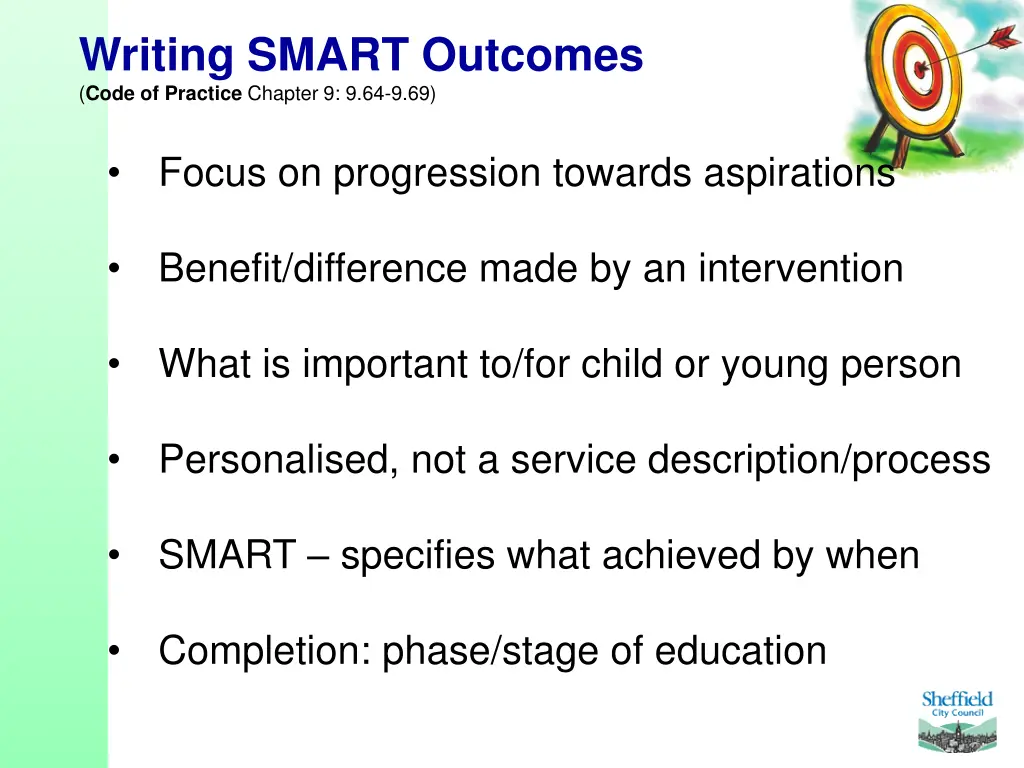 writing smart outcomes code of practice chapter