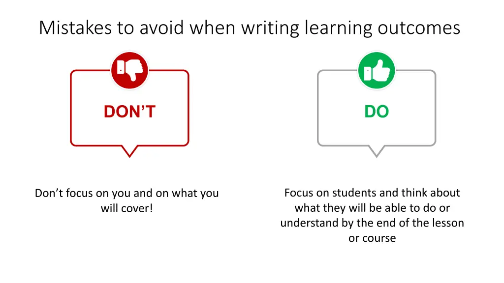 mistakes to avoid when writing learning outcomes