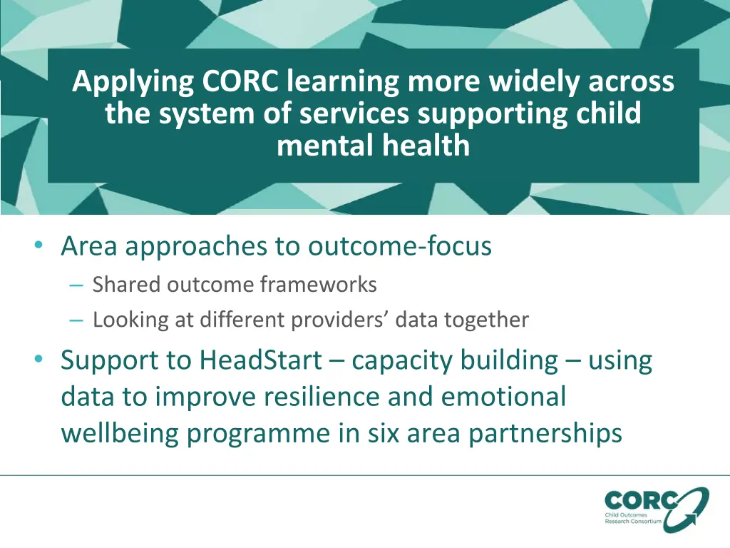 applying corc learning more widely across