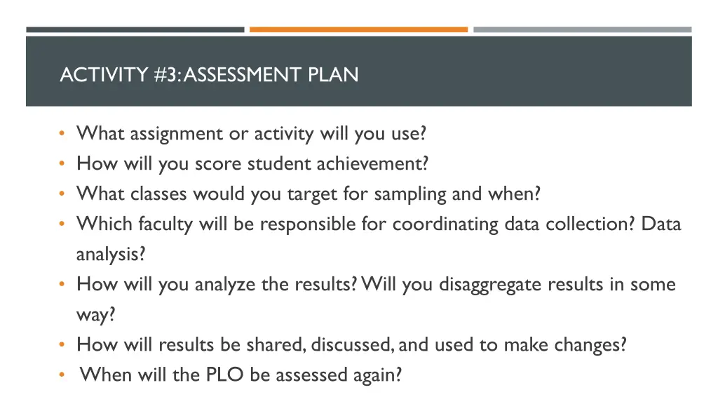 activity 3 assessment plan