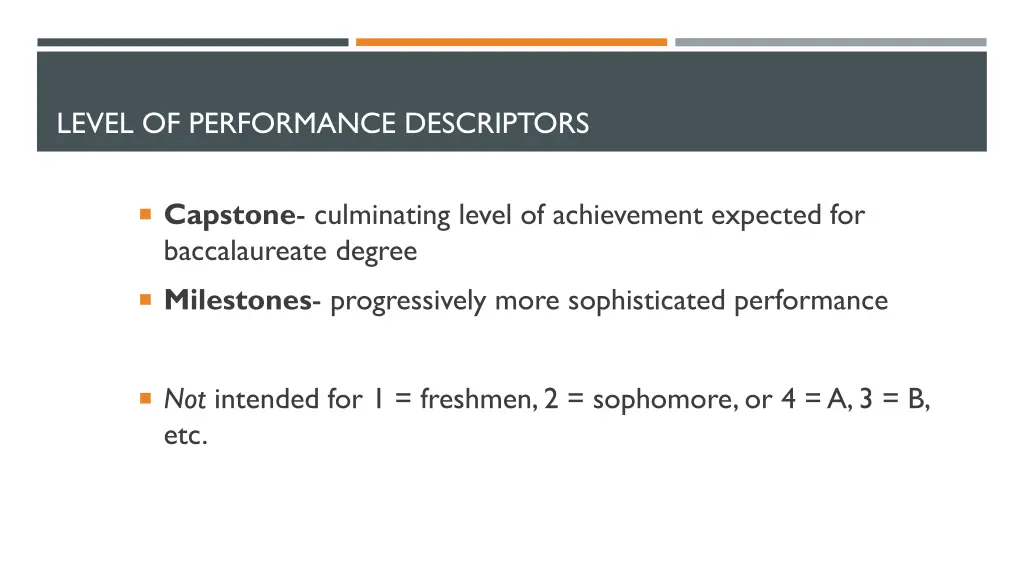 level of performance descriptors