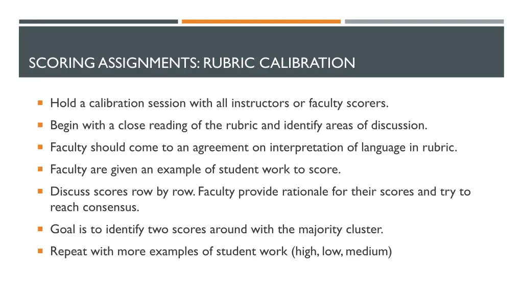 scoring assignments rubric calibration