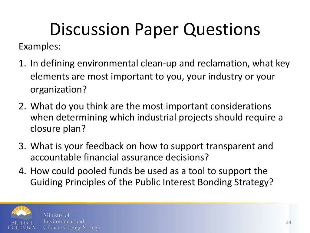 discussion paper questions examples