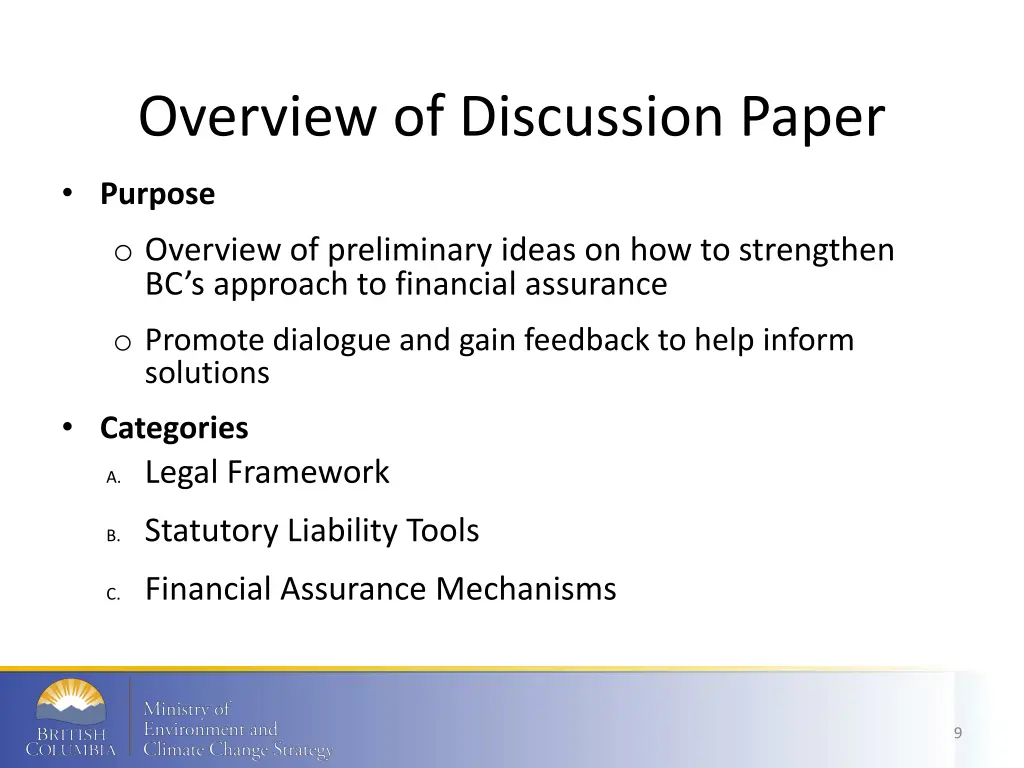 overview of discussion paper