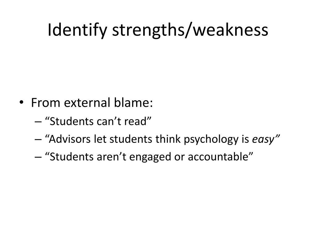 identify strengths weakness