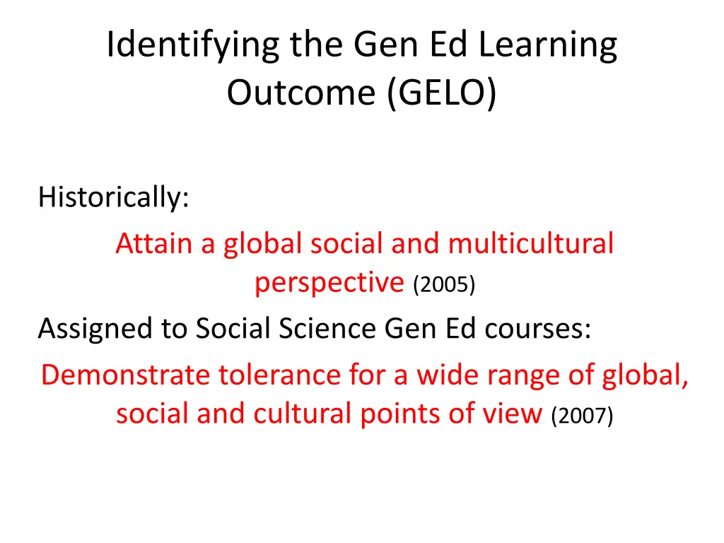 identifying the gen ed learning outcome gelo