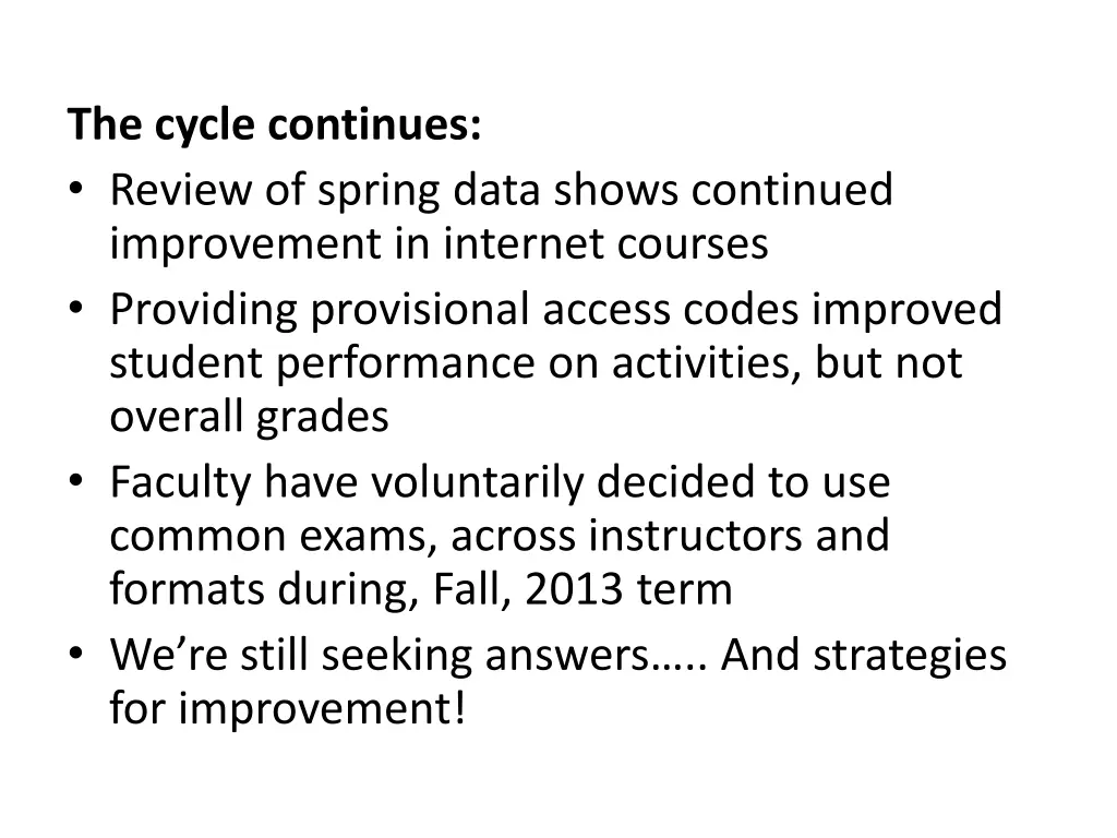 the cycle continues review of spring data shows