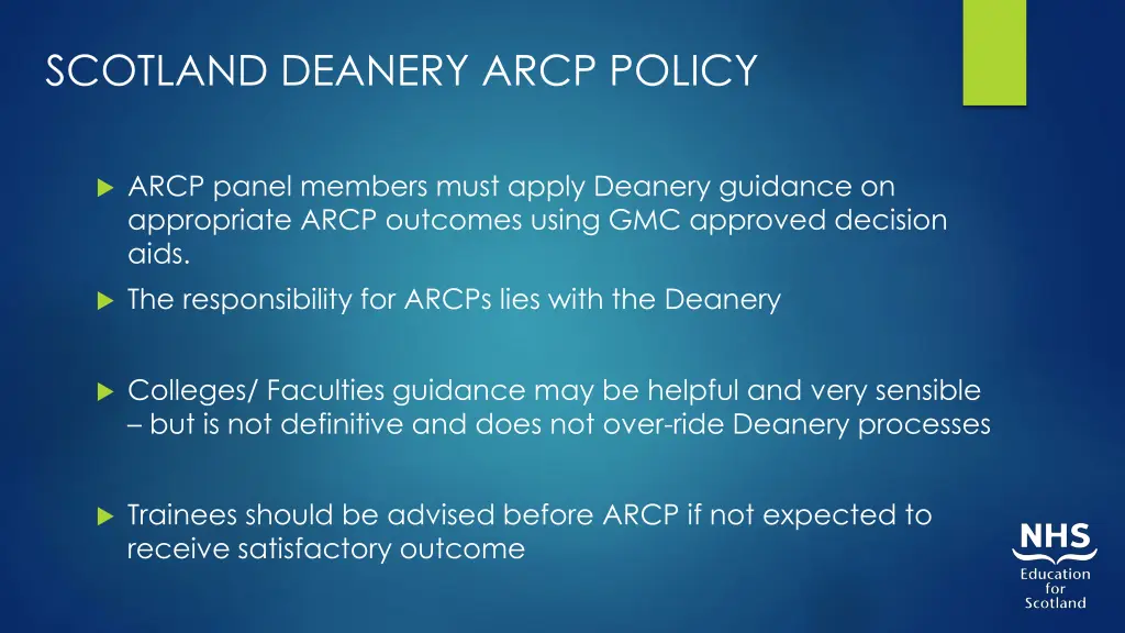 scotland deanery arcp policy