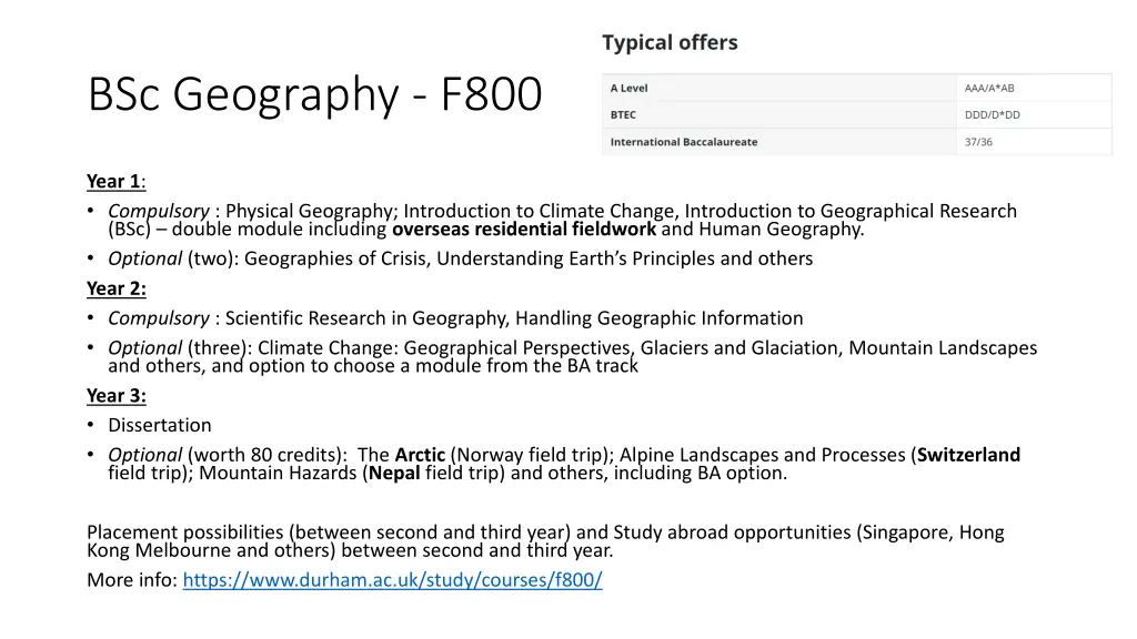 bsc geography f800