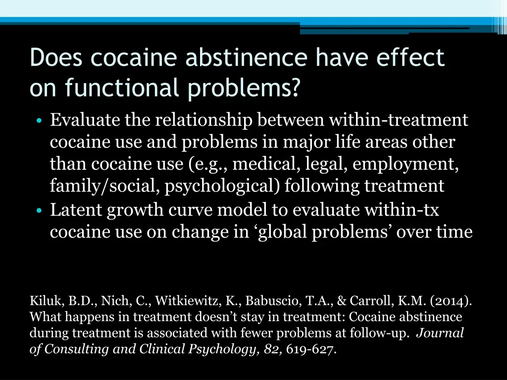 does cocaine abstinence have effect on functional