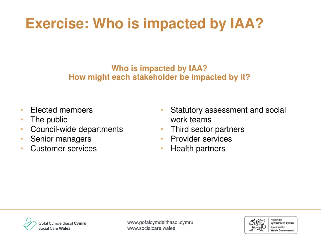 exercise who is impacted by iaa