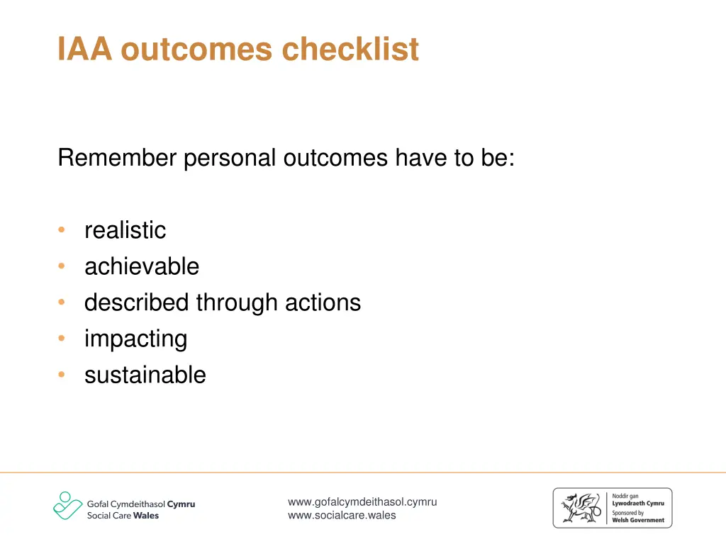 iaa outcomes checklist