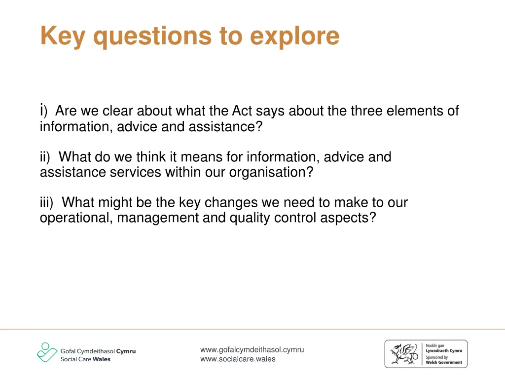 key questions to explore