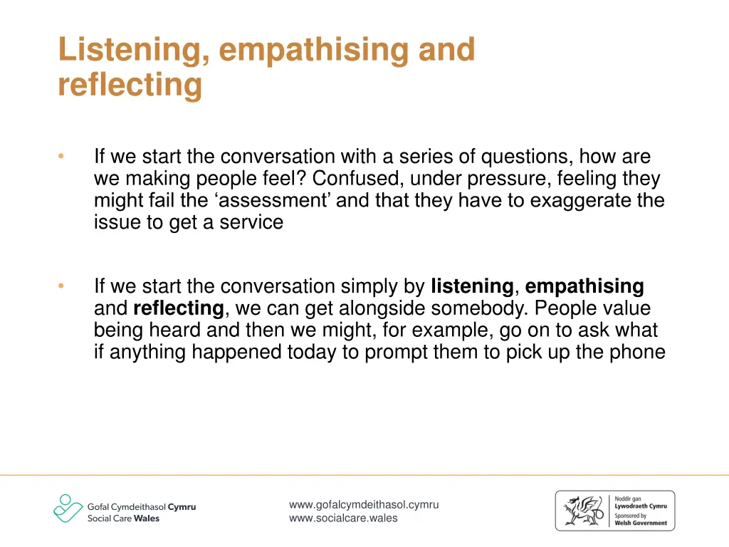 listening empathising and reflecting