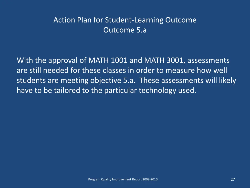 action plan for student learning outcome outcome 2