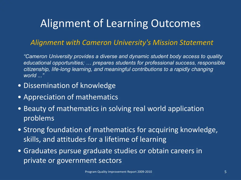 alignment of learning outcomes