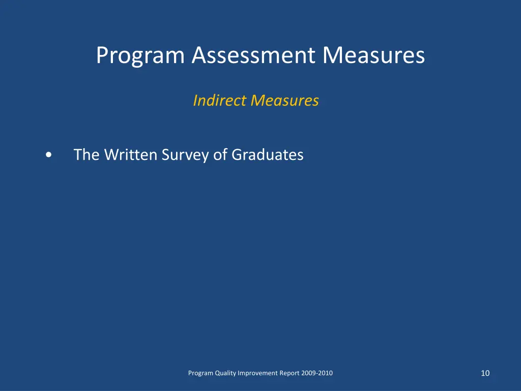 program assessment measures 1