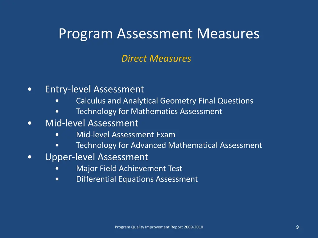 program assessment measures