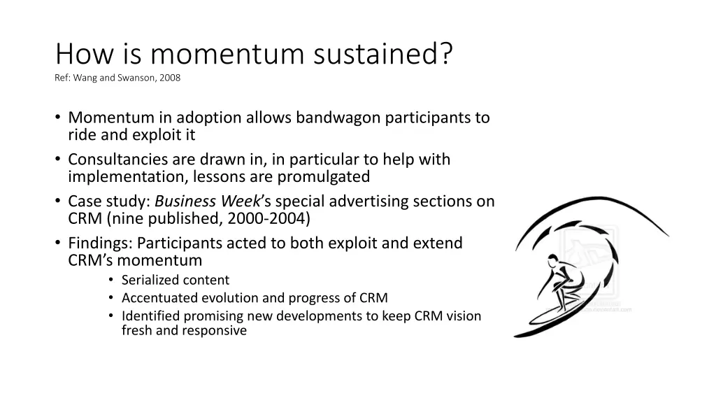 how is momentum sustained ref wang and swanson