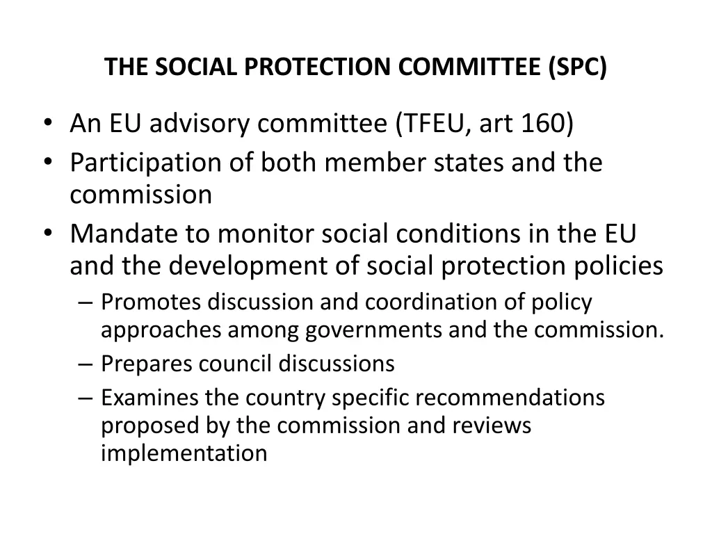 the social protection committee spc