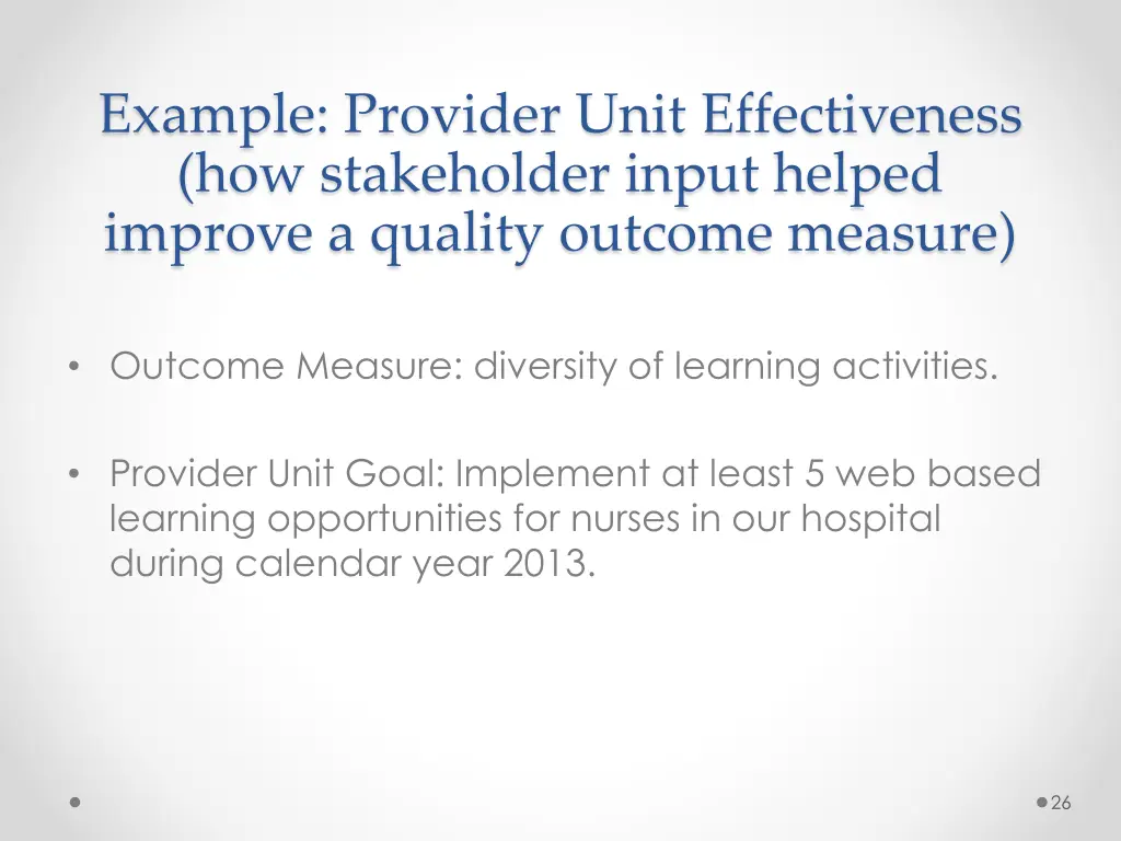 example provider unit effectiveness