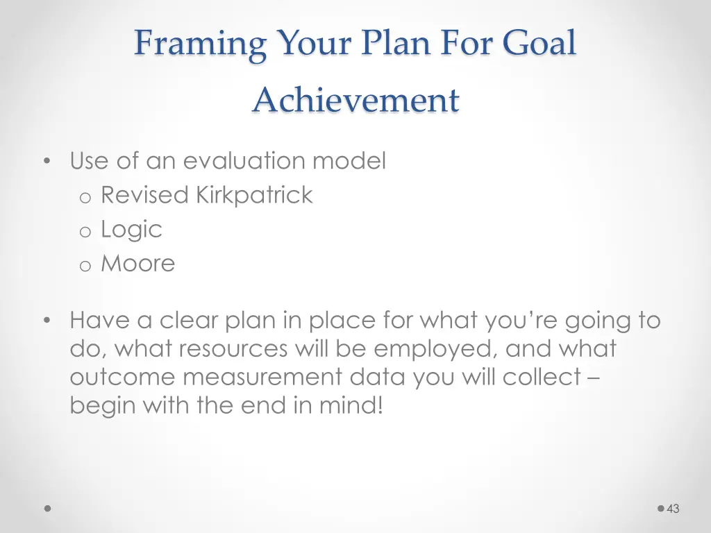 framing your plan for goal