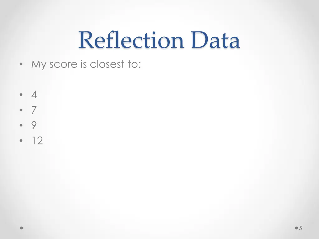 reflection data my score is closest to