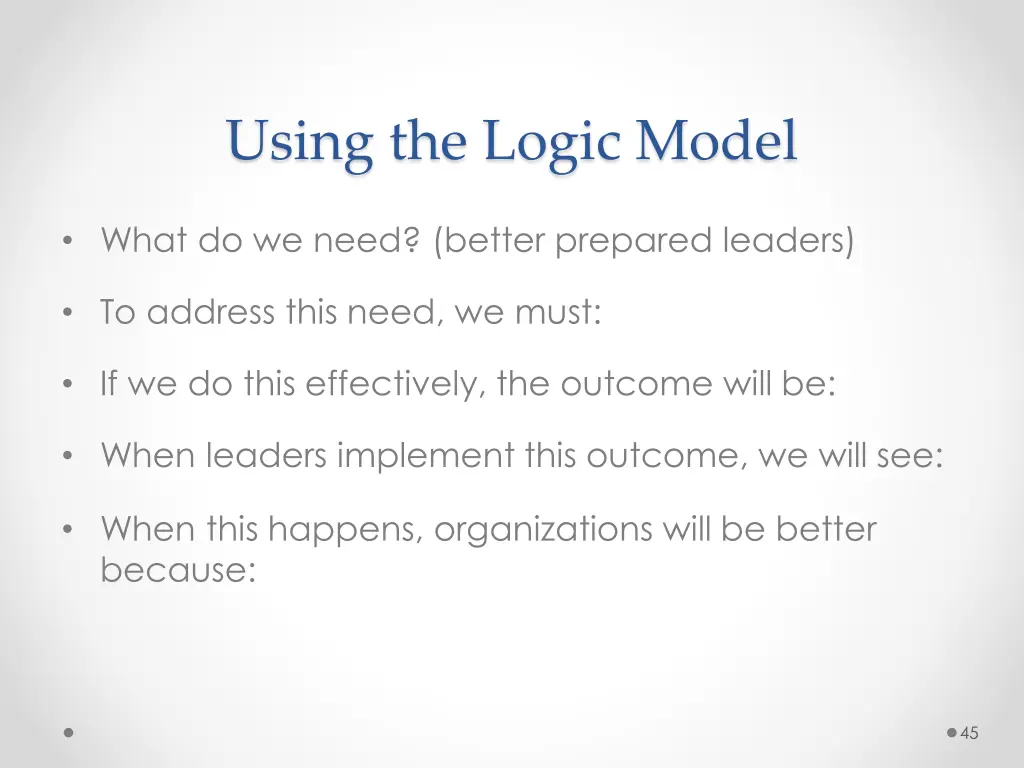 using the logic model