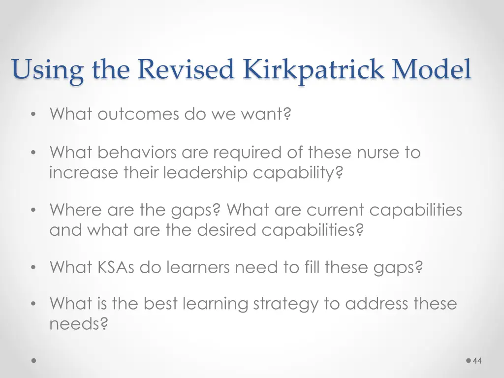 using the revised kirkpatrick model